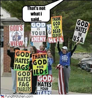 God hates fags is not even close what God wants to say